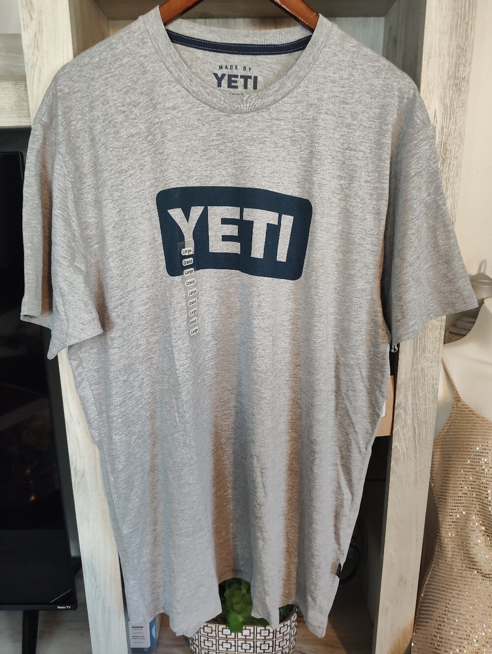 Yeti Heather Gray Tee with Navy YETI Logo